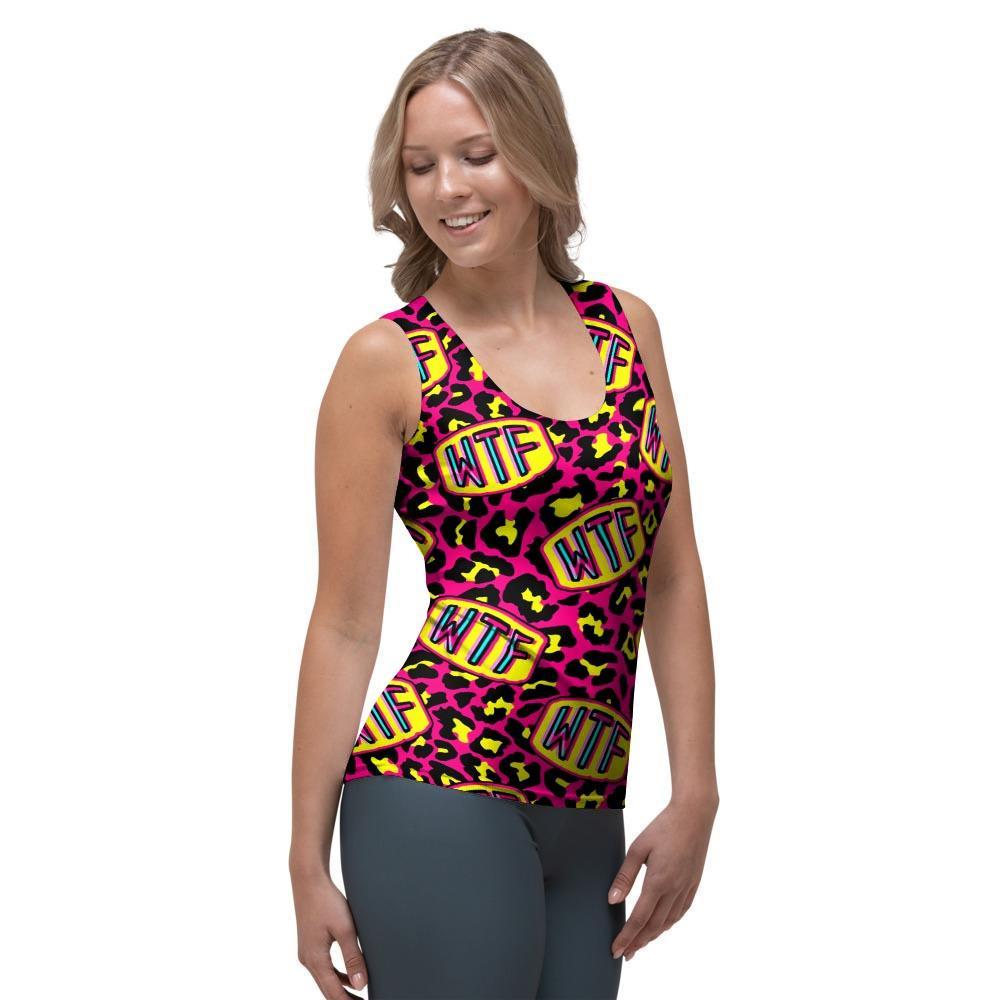 WTF Cheetah Hiphop Graffiti Print Women's Tank Top-grizzshop