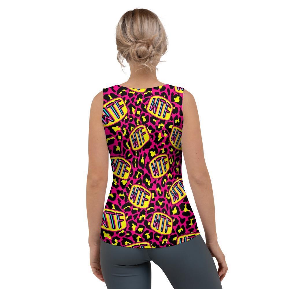 WTF Cheetah Hiphop Graffiti Print Women's Tank Top-grizzshop