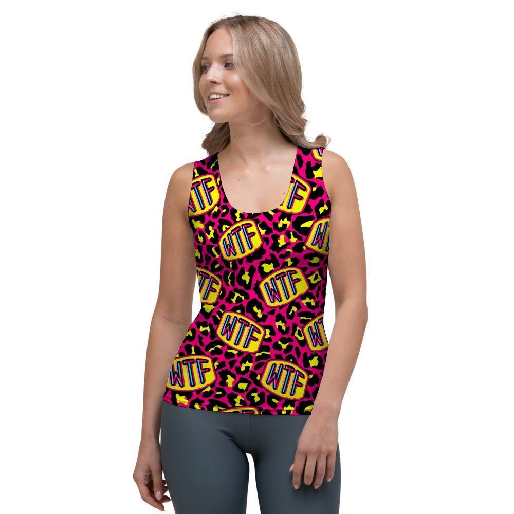 WTF Cheetah Hiphop Graffiti Print Women's Tank Top-grizzshop