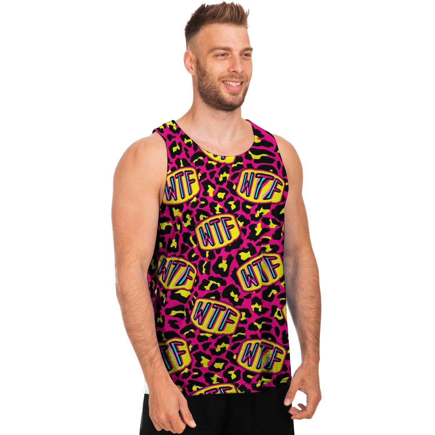 WTF Cheetah Hiphop Graffiti Print Men's Tank Tops-grizzshop