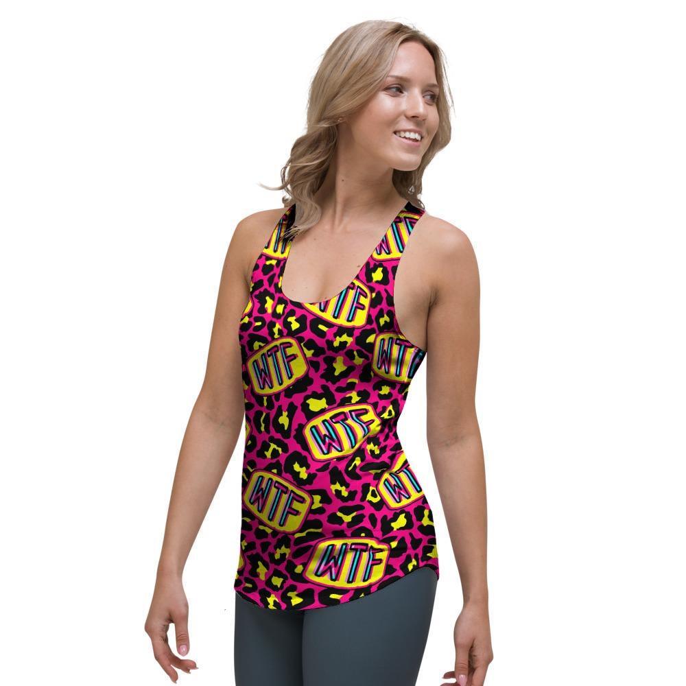 WTF Cheetah Hiphop Graffiti Print Women's Racerback Tank Top-grizzshop