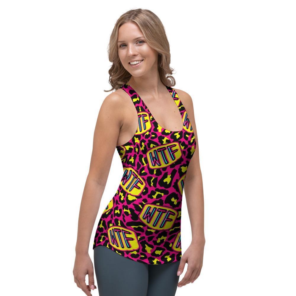 WTF Cheetah Hiphop Graffiti Print Women's Racerback Tank Top-grizzshop