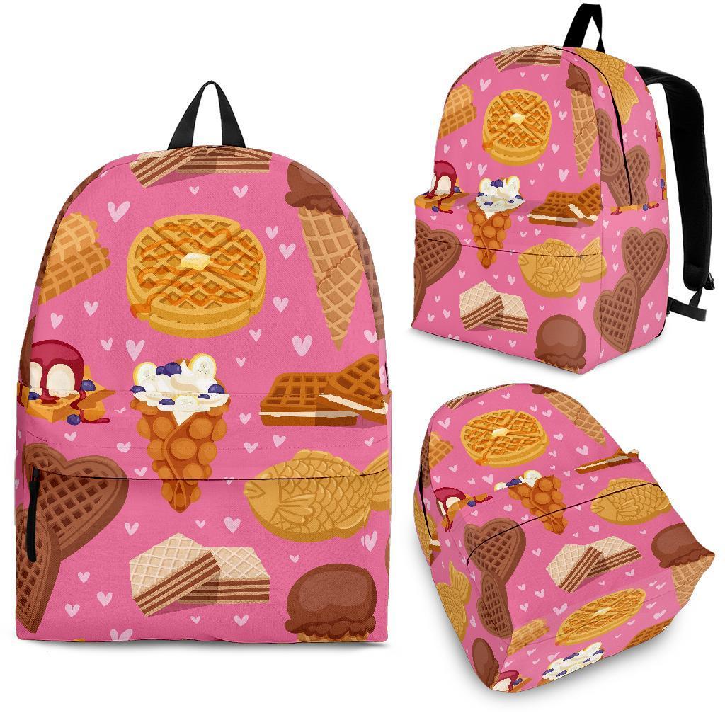 Waffle Dessert Pattern Print Backpack-grizzshop