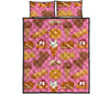 Waffle Dessert Pattern Print Bed Set Quilt-grizzshop