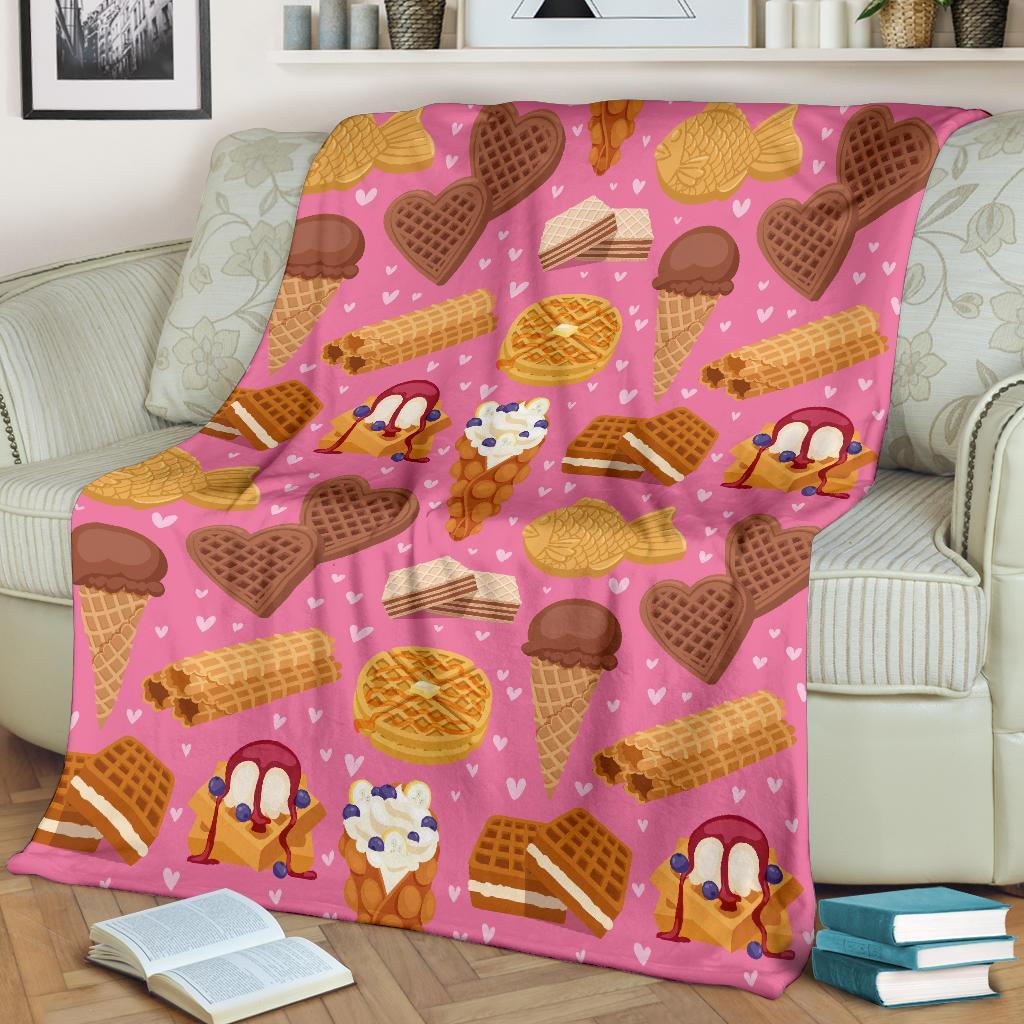 Waffle Dessert Pattern Print Blanket-grizzshop