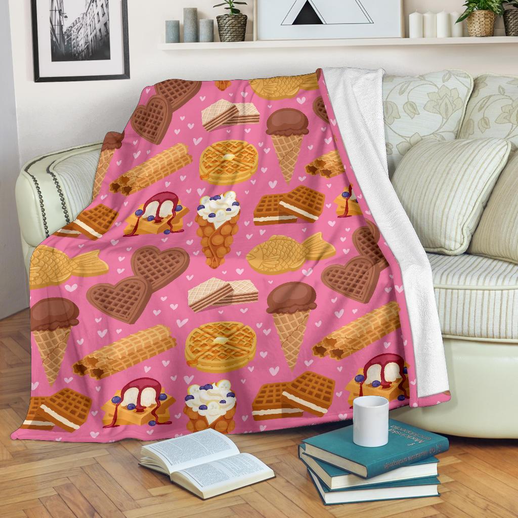 Waffle Dessert Pattern Print Blanket-grizzshop