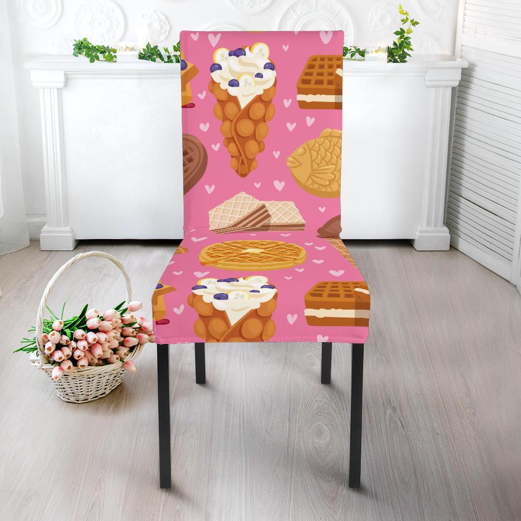 Waffle Dessert Pattern Print Chair Cover-grizzshop