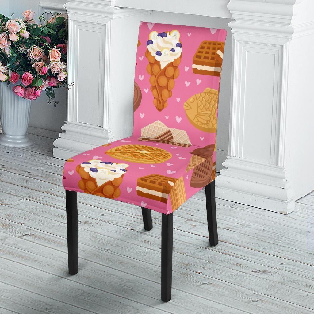 Waffle Dessert Pattern Print Chair Cover-grizzshop