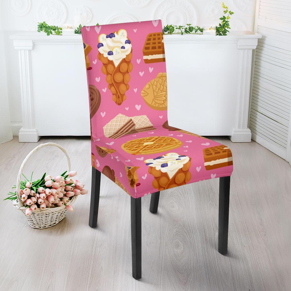 Waffle Dessert Pattern Print Chair Cover-grizzshop