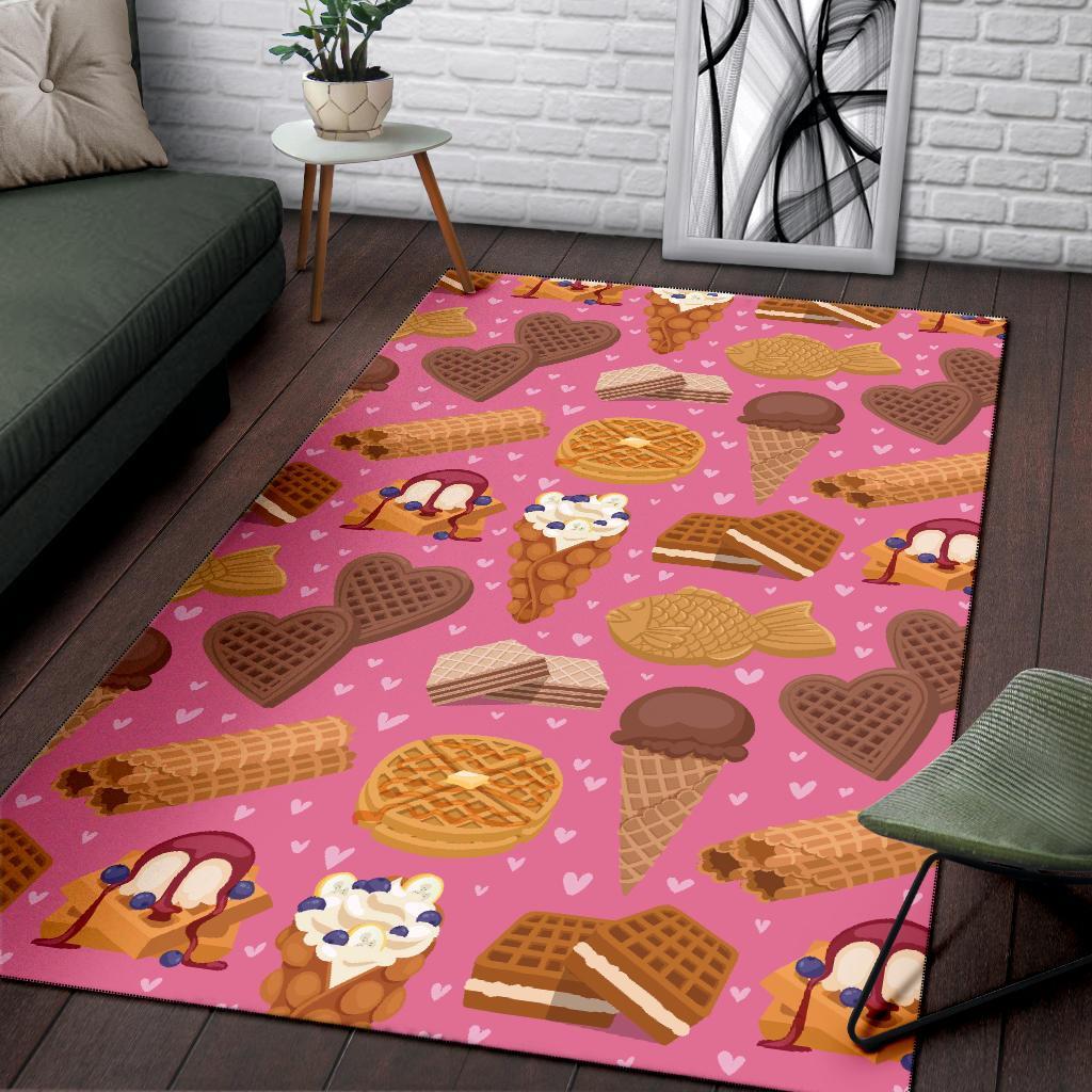 Waffle Dessert Pattern Print Floor Mat-grizzshop