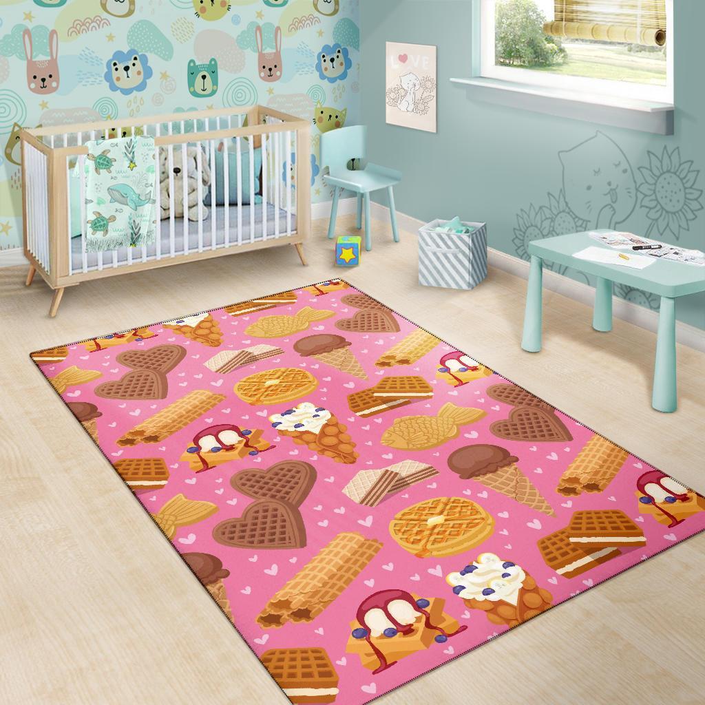 Waffle Dessert Pattern Print Floor Mat-grizzshop