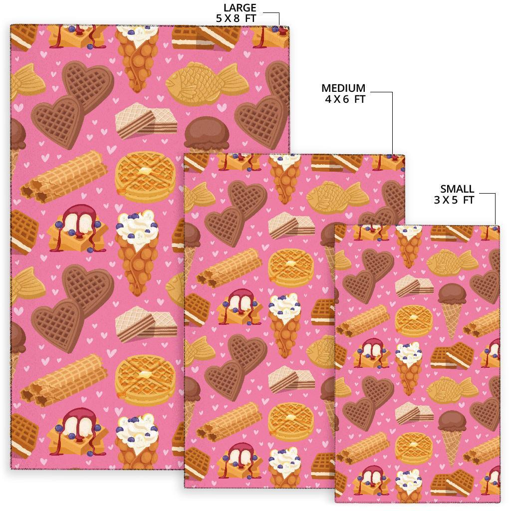 Waffle Dessert Pattern Print Floor Mat-grizzshop