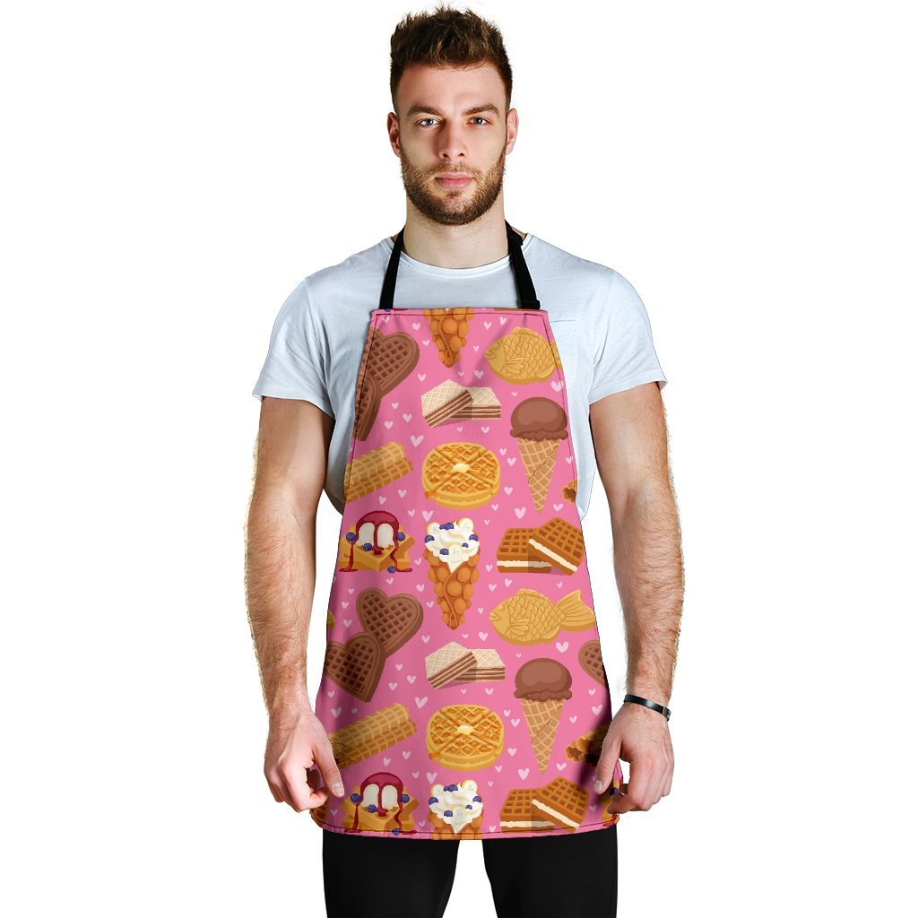 Waffle Dessert Pattern Print Men's Apron-grizzshop