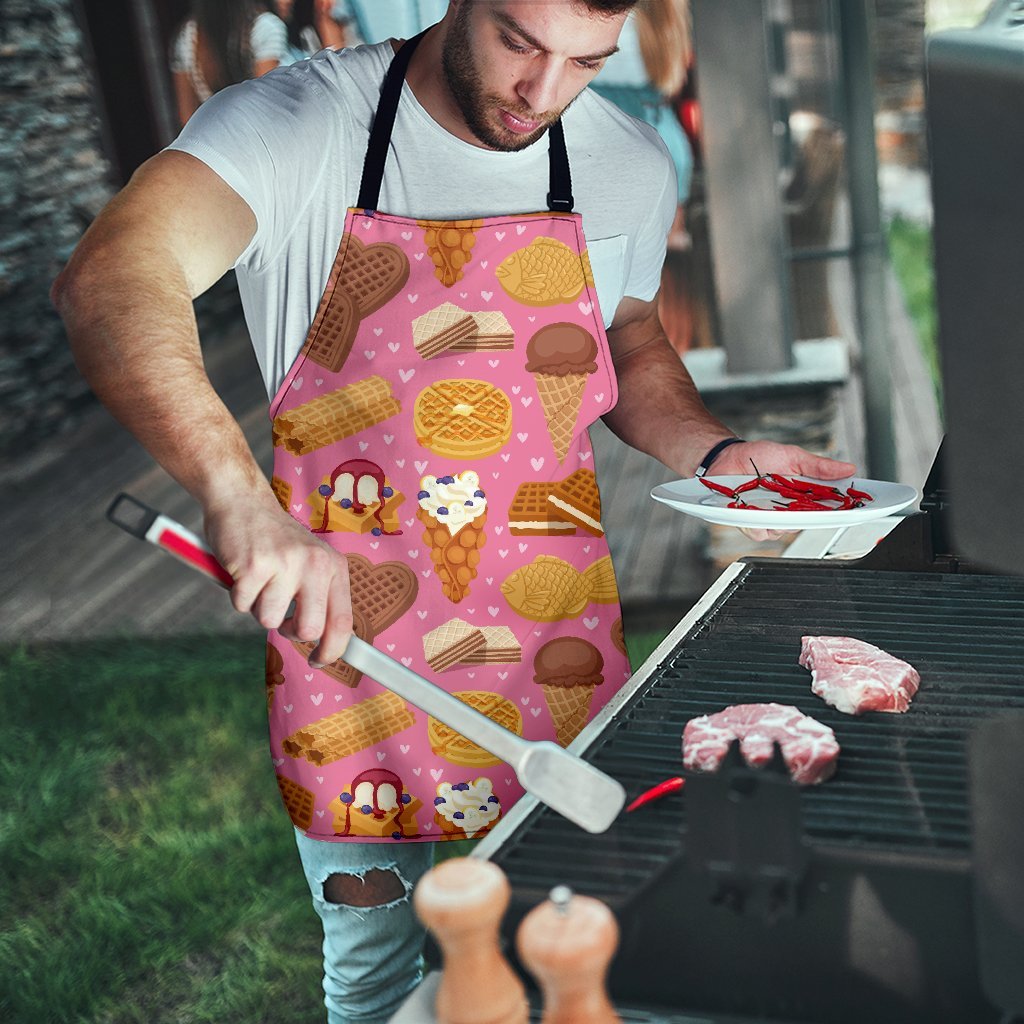 Waffle Dessert Pattern Print Men's Apron-grizzshop