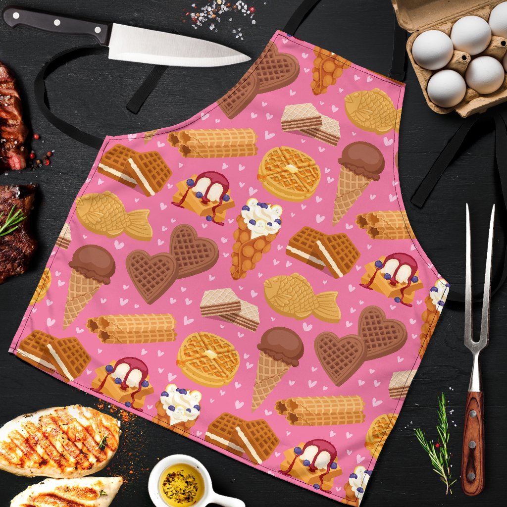 Waffle Dessert Pattern Print Men's Apron-grizzshop