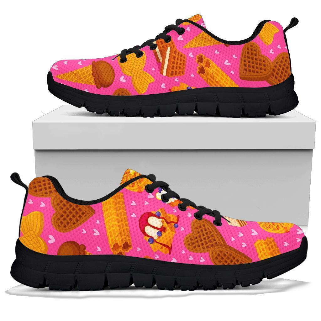 Waffle Dessert Pattern Print Sneaker Shoes For Men Women-grizzshop