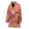 Waffle Dessert Pattern Print Women Long Robe-grizzshop