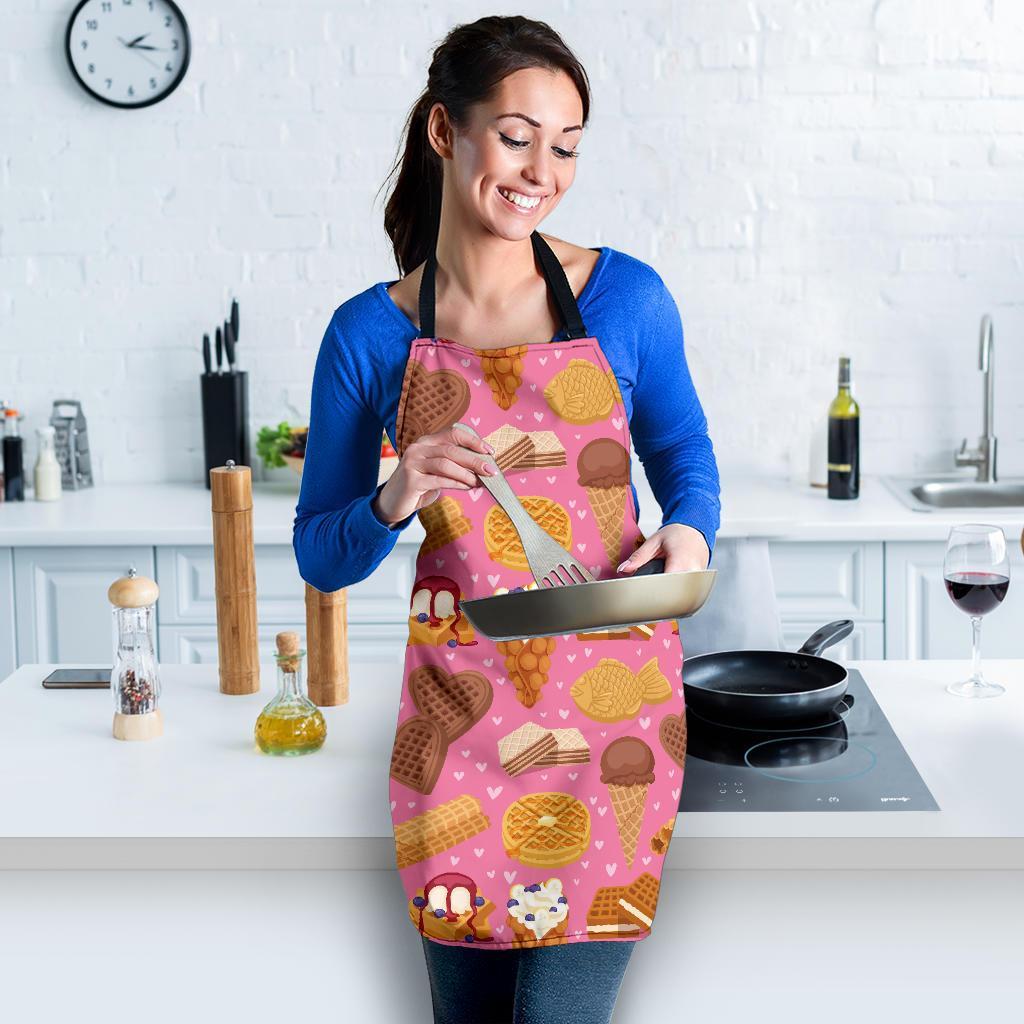 Waffle Dessert Pattern Print Women's Apron-grizzshop