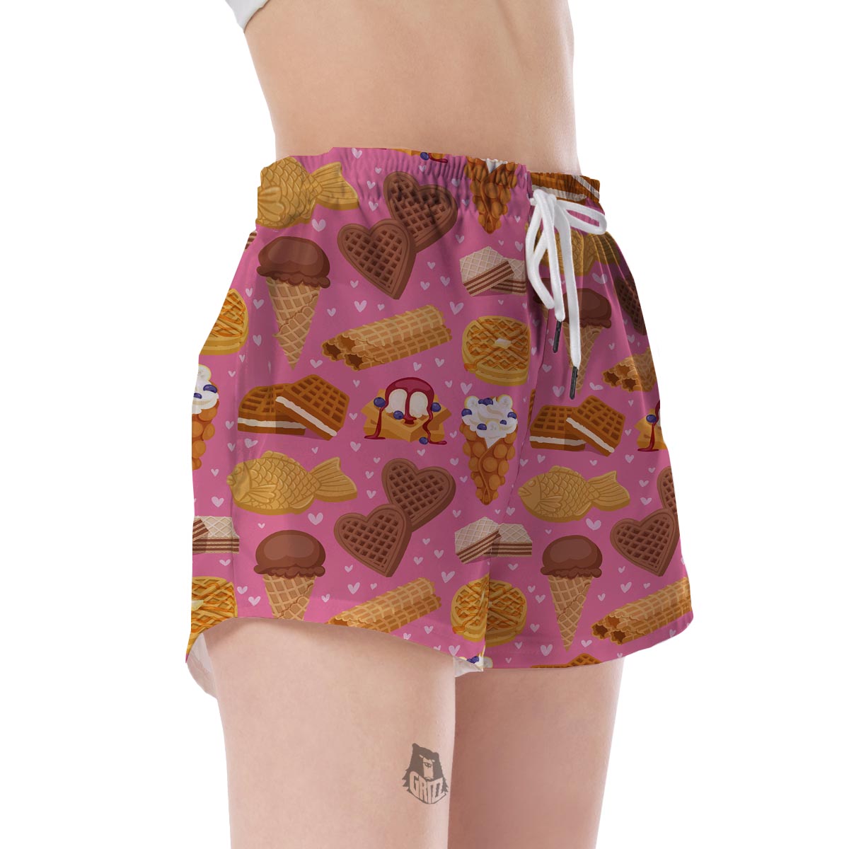 Waffle Dessert Pattern Print Women's Shorts-grizzshop
