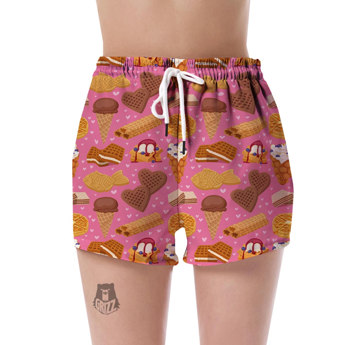 Waffle Dessert Pattern Print Women's Shorts-grizzshop