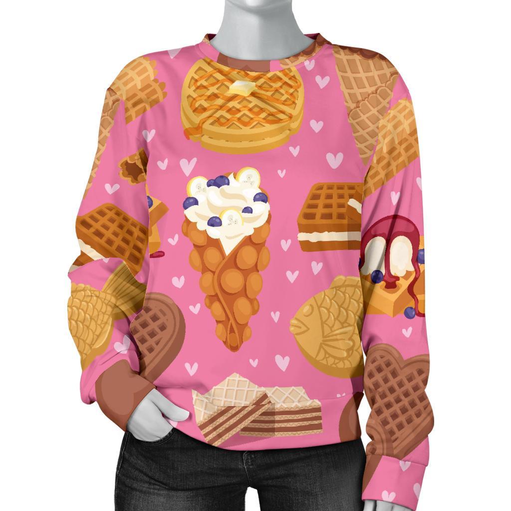 Waffle Dessert Pattern Print Women's Sweatshirt-grizzshop