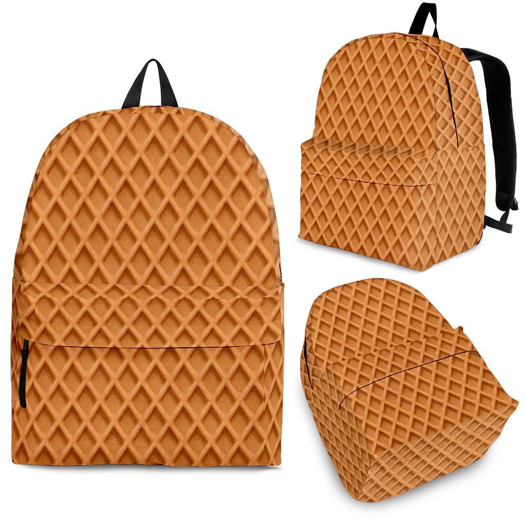 Waffle Pattern Print Backpack-grizzshop