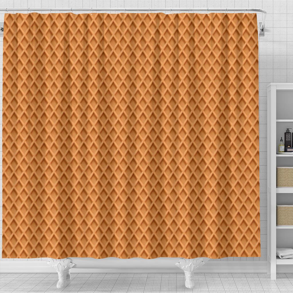 Waffle Pattern Print Bathroom Shower Curtain-grizzshop