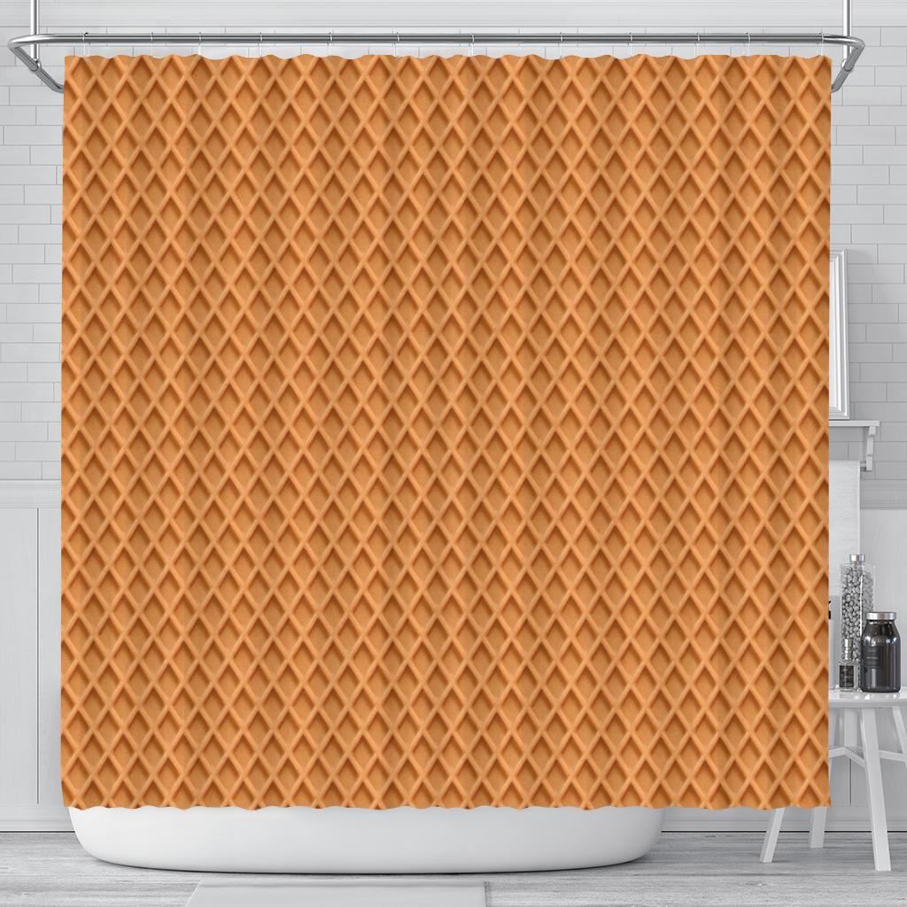 Waffle Pattern Print Bathroom Shower Curtain-grizzshop