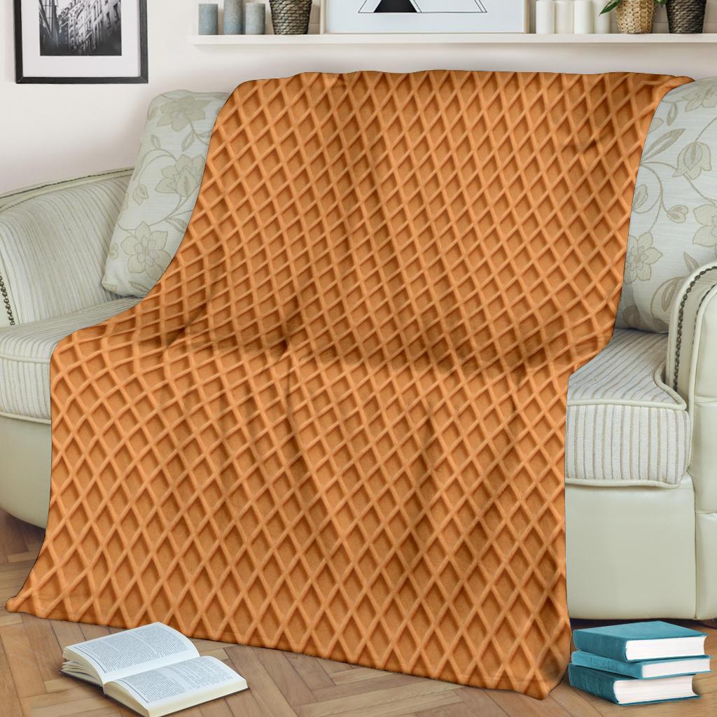 Waffle Pattern Print Blanket-grizzshop