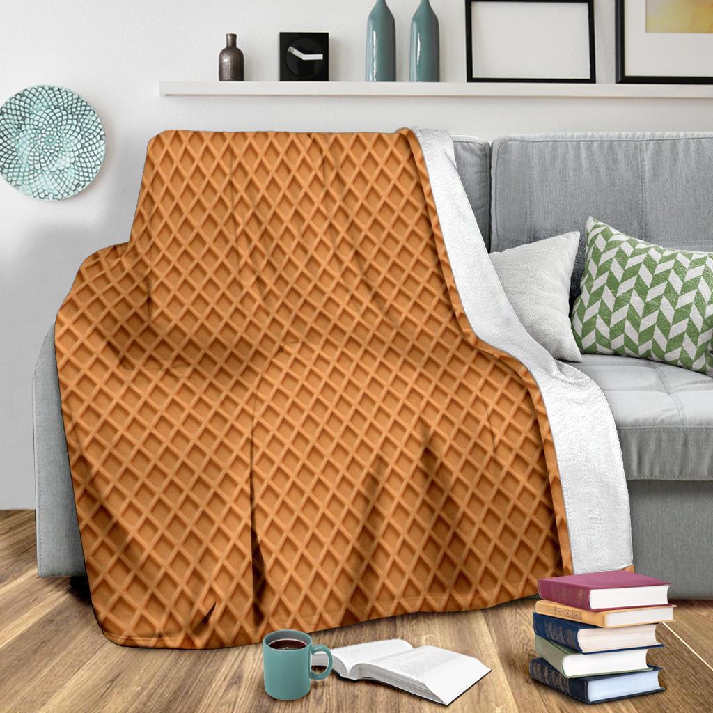 Waffle Pattern Print Blanket-grizzshop