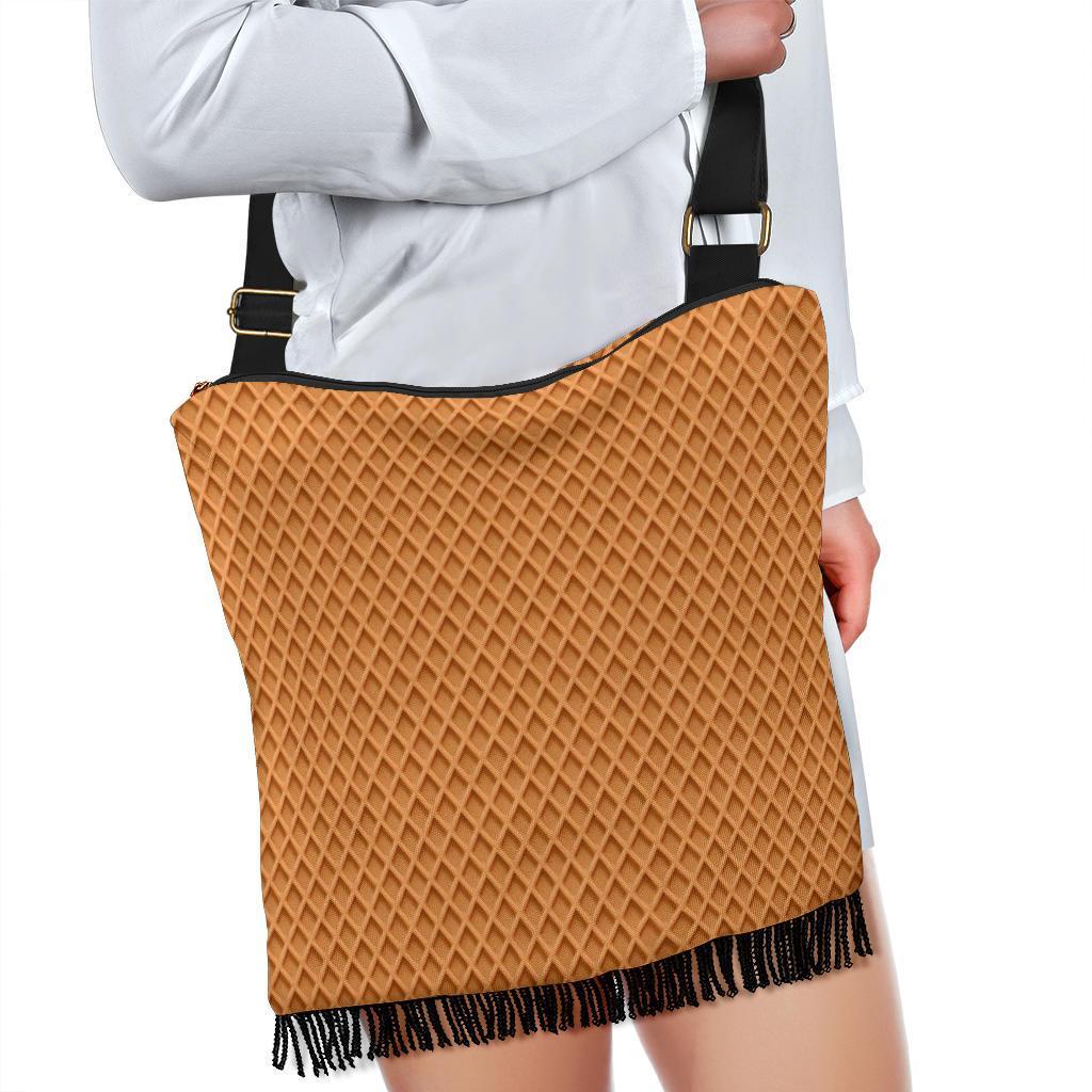 Waffle Pattern Print Crossbody bags-grizzshop