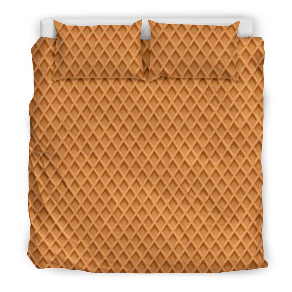 Waffle Pattern Print Duvet Cover Bedding Set-grizzshop