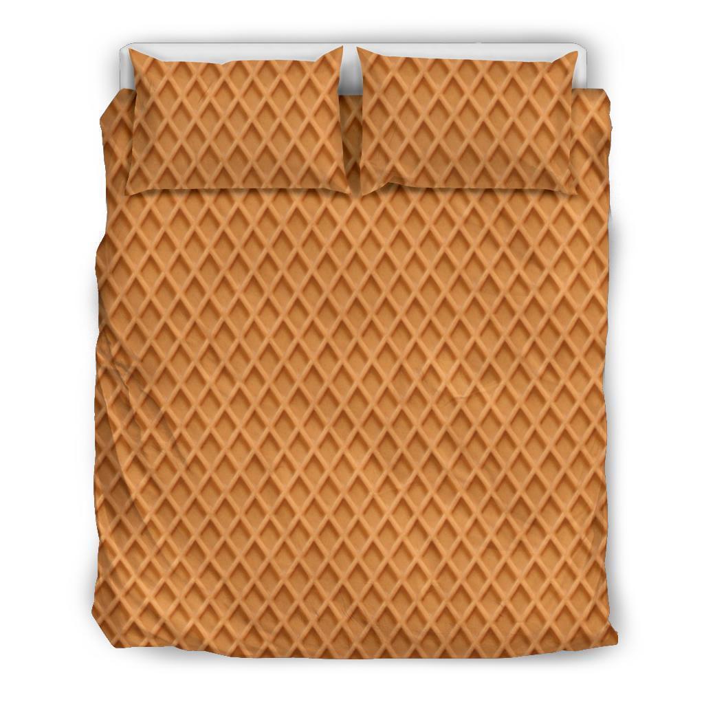 Waffle Pattern Print Duvet Cover Bedding Set-grizzshop