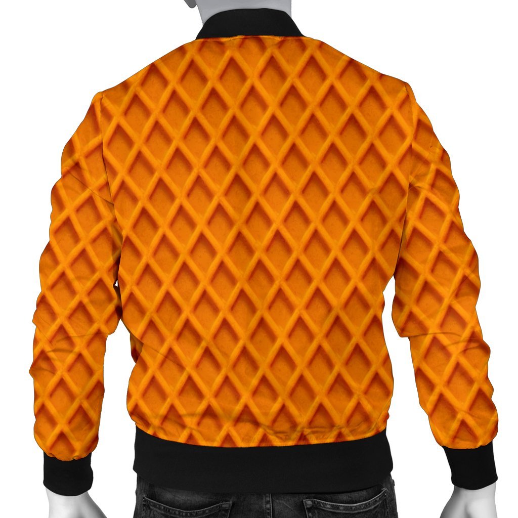 Waffle Pattern Print Men's Bomber Jacket-grizzshop