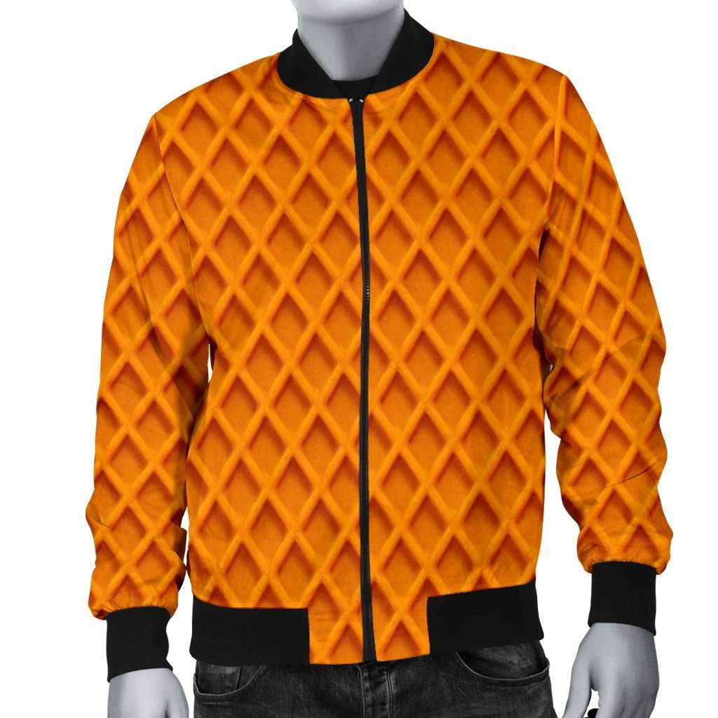 Waffle Pattern Print Men's Bomber Jacket-grizzshop