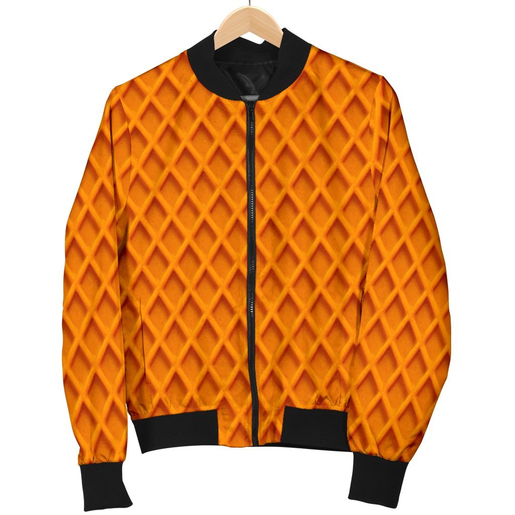 Waffle Pattern Print Men's Bomber Jacket-grizzshop