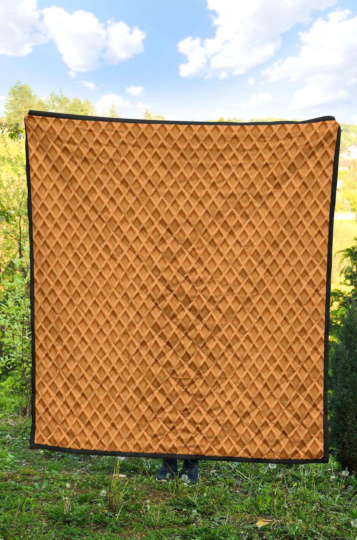 Waffle Pattern Print Quilt-grizzshop