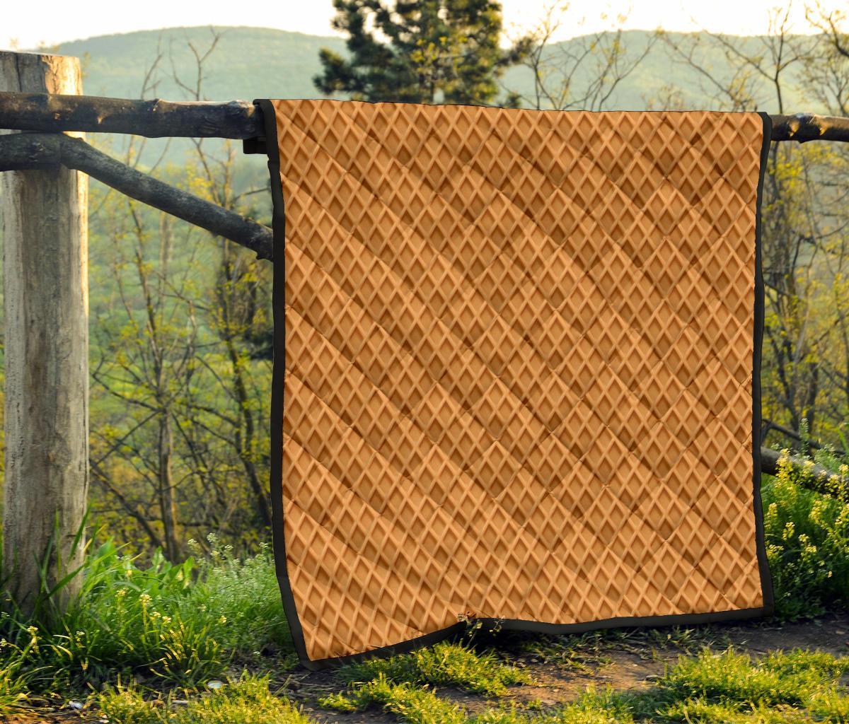 Waffle Pattern Print Quilt-grizzshop