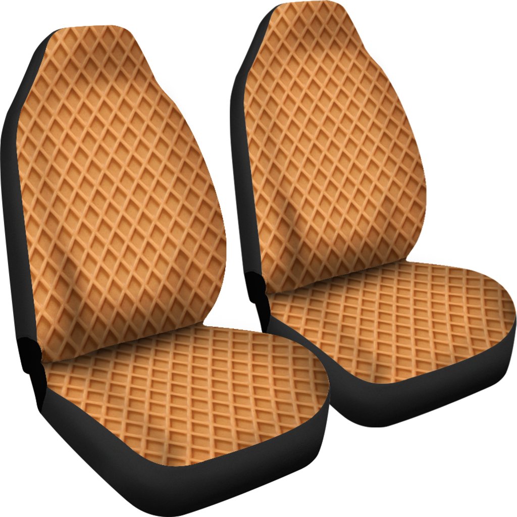 Waffle Pattern Print Universal Fit Car Seat Covers-grizzshop