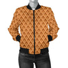 Waffle Pattern Print Women Casual Bomber Jacket-grizzshop