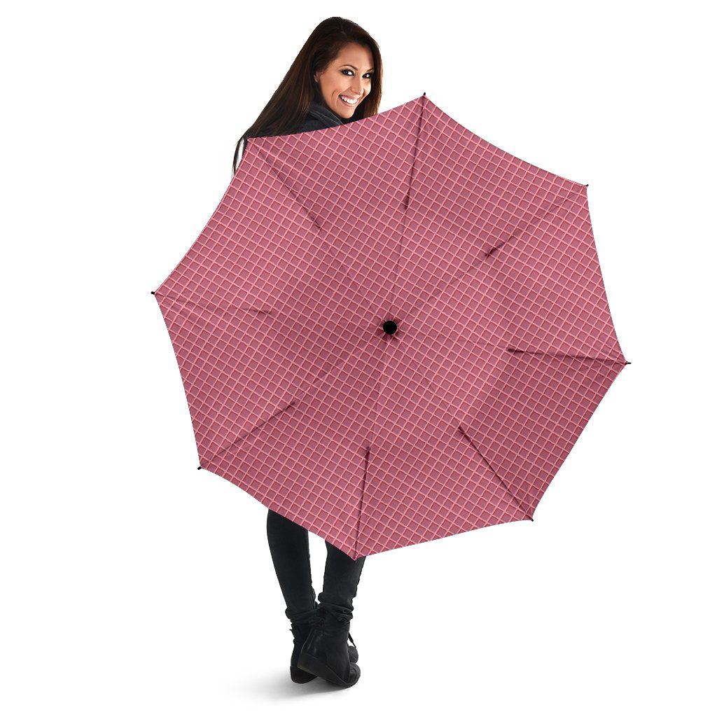 Waffle Pink Pattern Print Automatic Foldable Umbrella-grizzshop