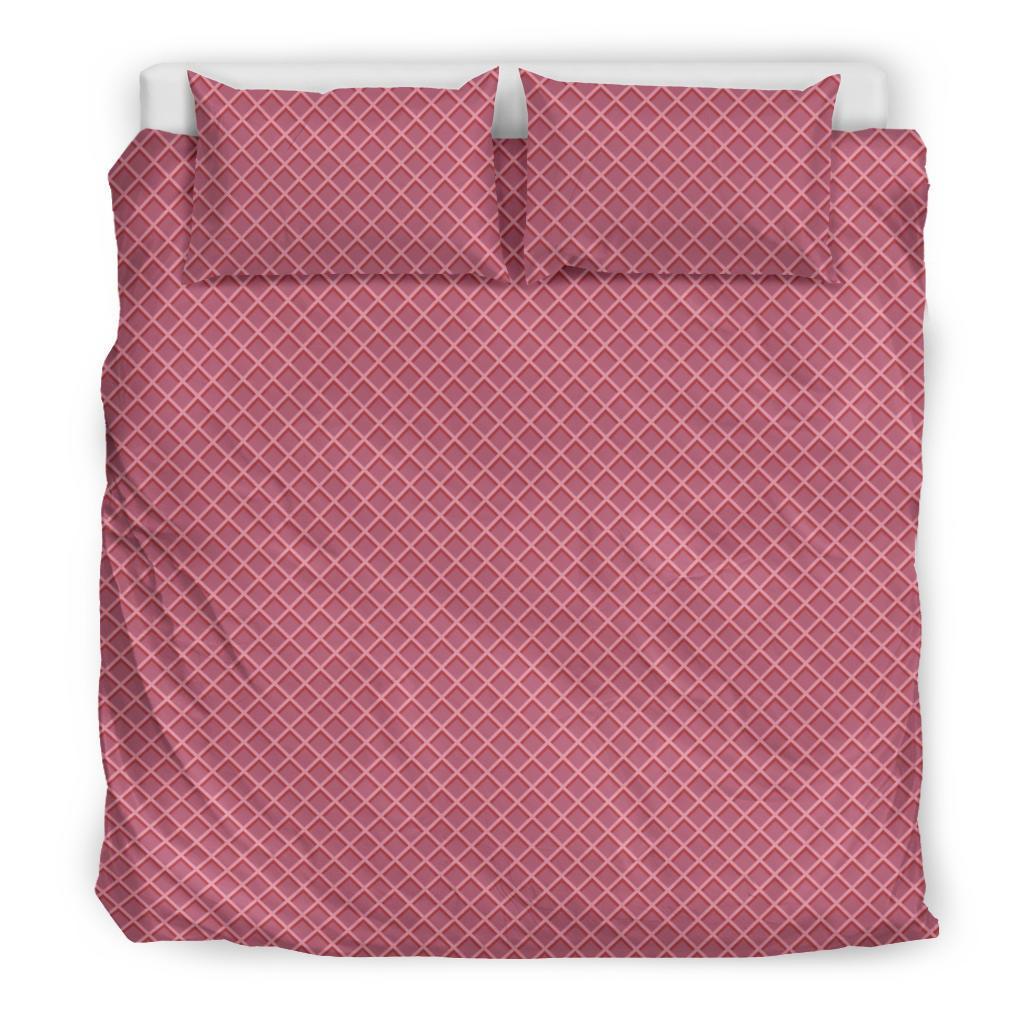 Waffle Pink Pattern Print Duvet Cover Bedding Set-grizzshop