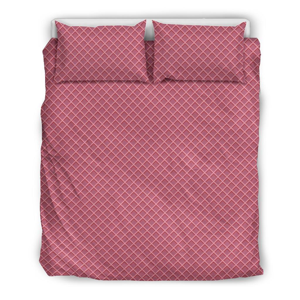 Waffle Pink Pattern Print Duvet Cover Bedding Set-grizzshop