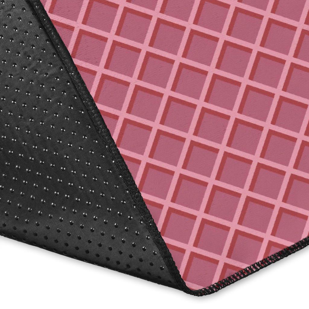 Waffle Pink Pattern Print Floor Mat-grizzshop