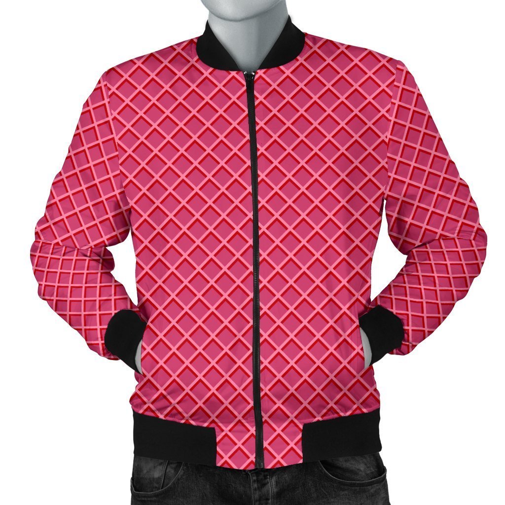 Waffle Pink Pattern Print Men's Bomber Jacket-grizzshop