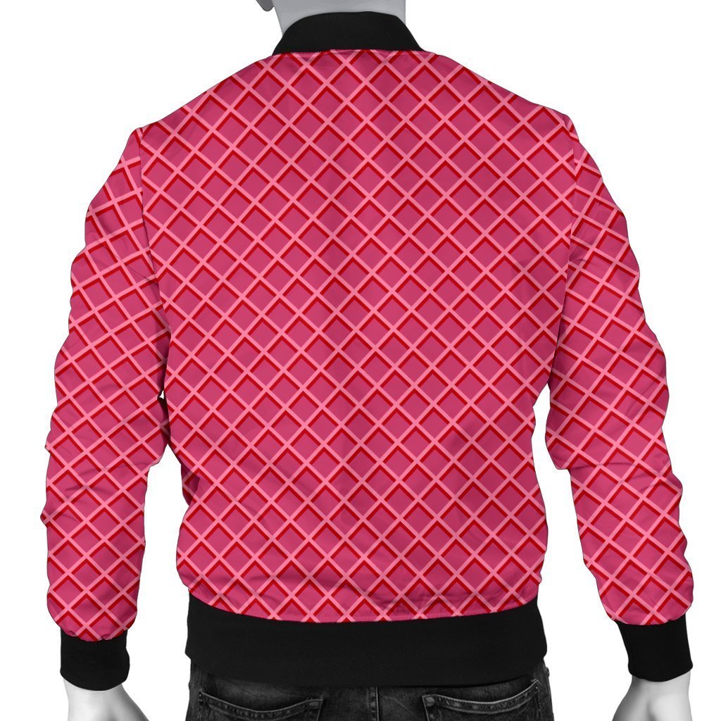 Waffle Pink Pattern Print Men's Bomber Jacket-grizzshop