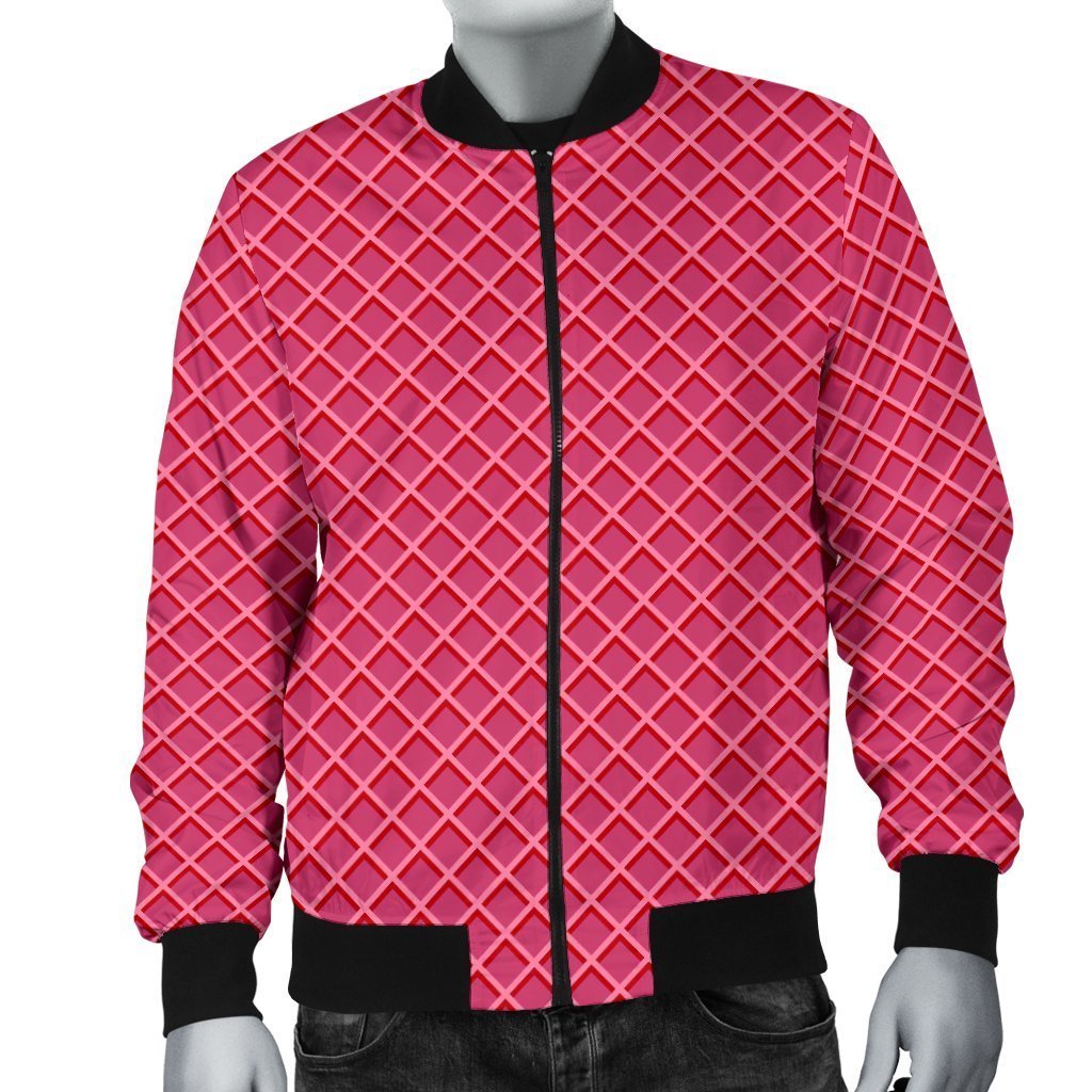 Waffle Pink Pattern Print Men's Bomber Jacket-grizzshop