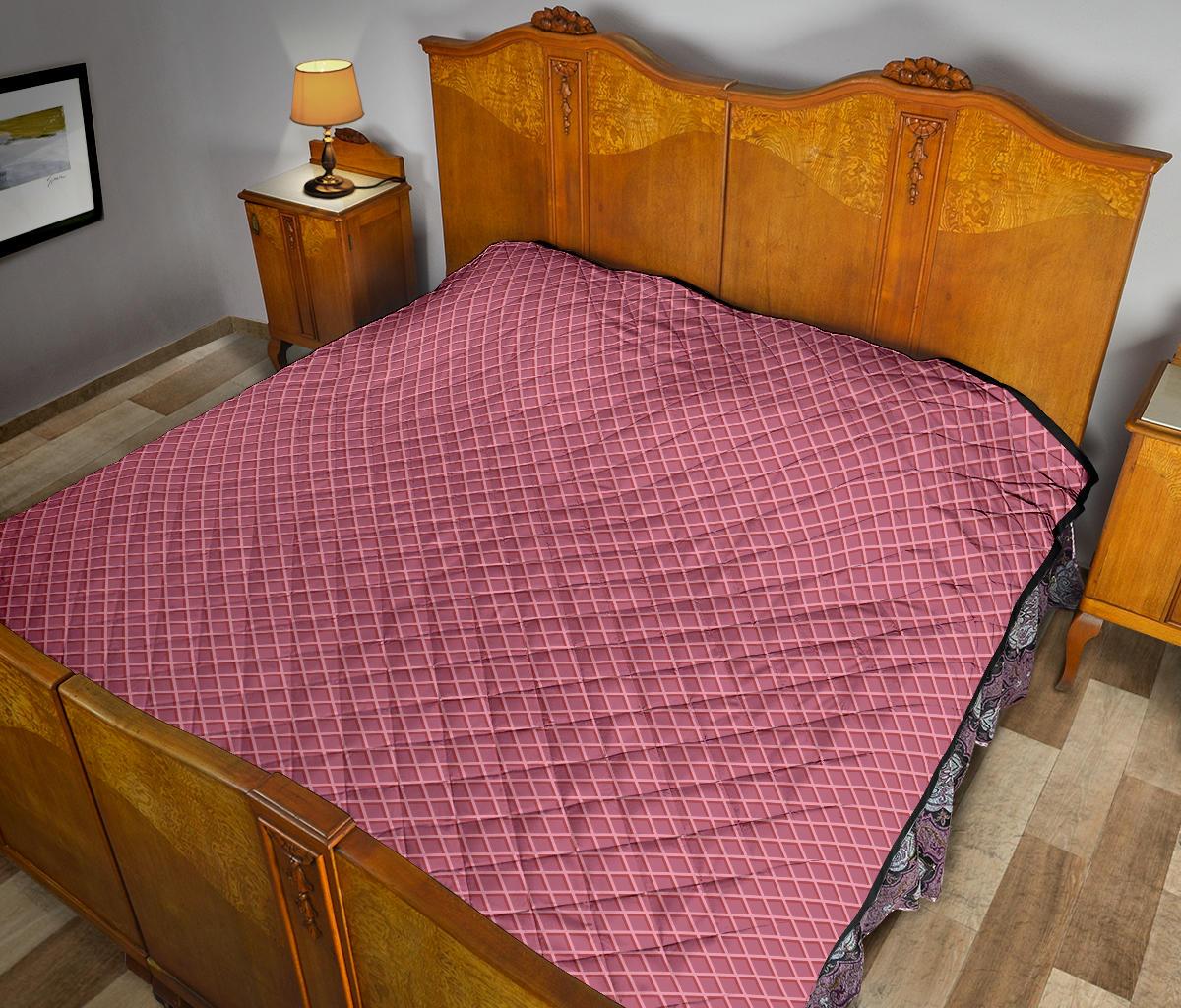 Waffle Pink Pattern Print Quilt-grizzshop