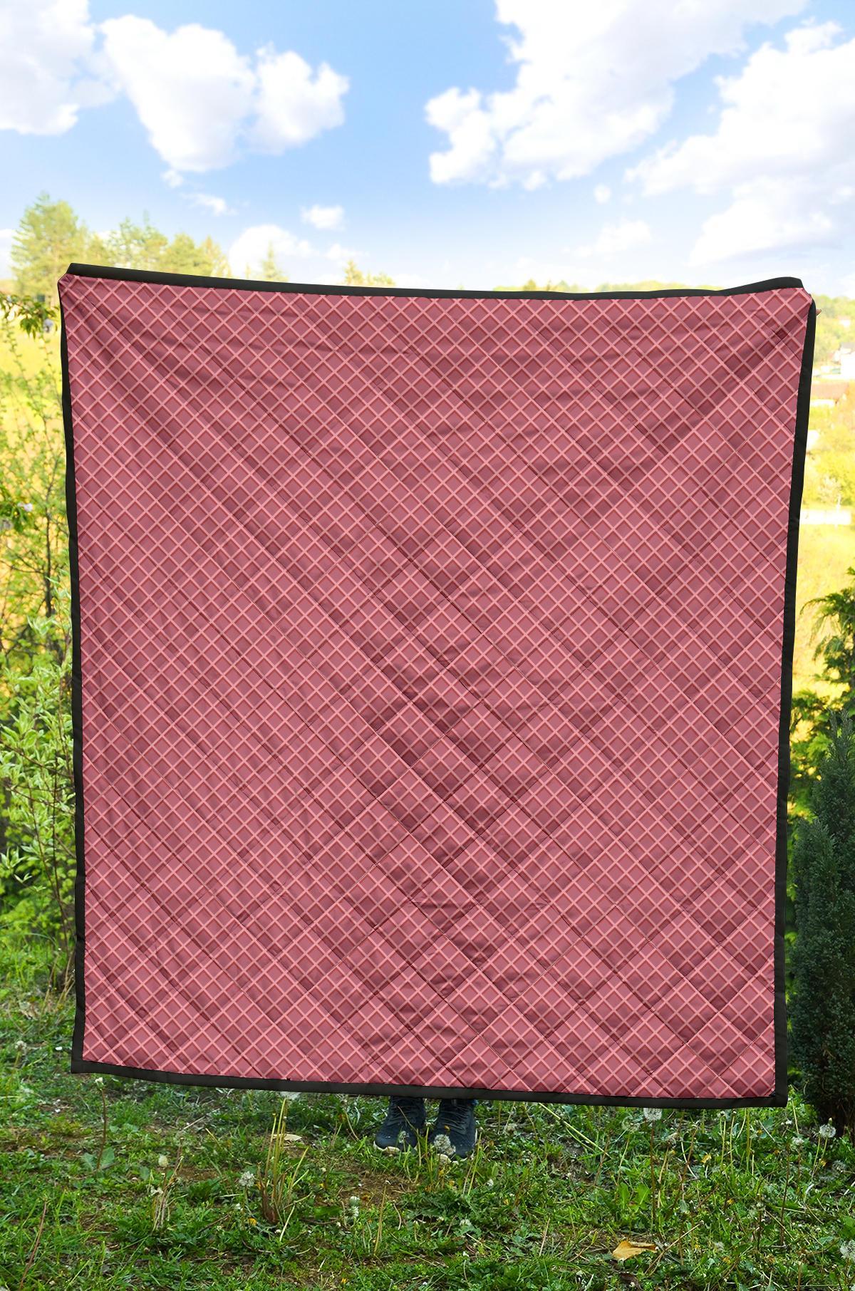 Waffle Pink Pattern Print Quilt-grizzshop