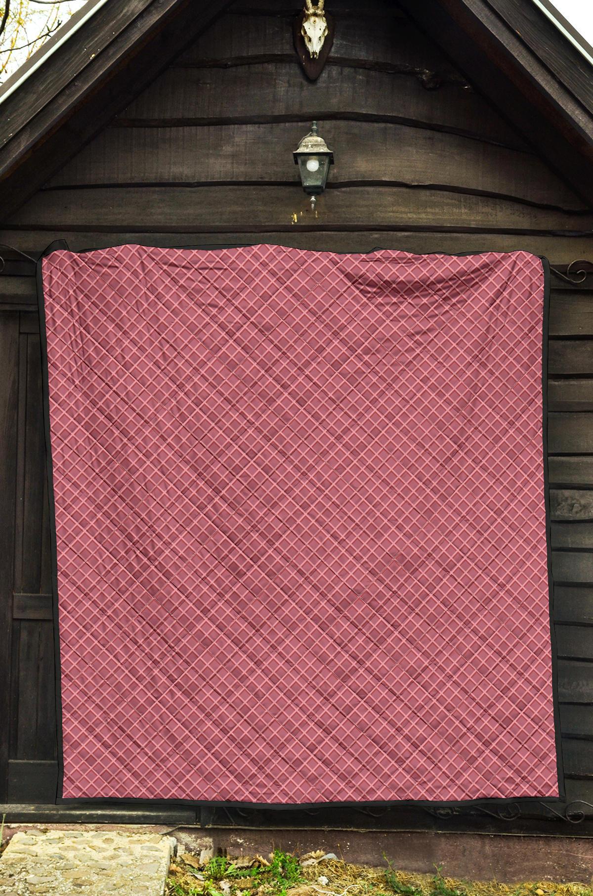 Waffle Pink Pattern Print Quilt-grizzshop